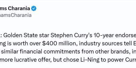 开云体育官网-库里代言李宁到底赚了多少钱？10年4亿美元！签约原因出炉了